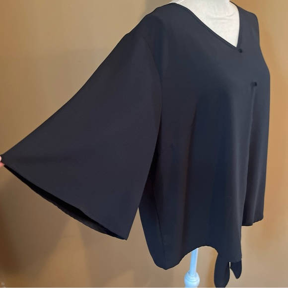 SCOMCHIC 2XL Black Boho 3/4 Sleeve Front Tie Blouse Amazon - Picture 6 of 9